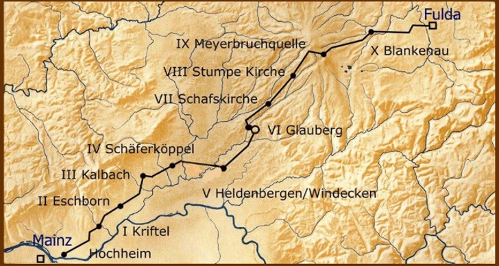 Bonifatius letzter Weg Mainz - Fulda